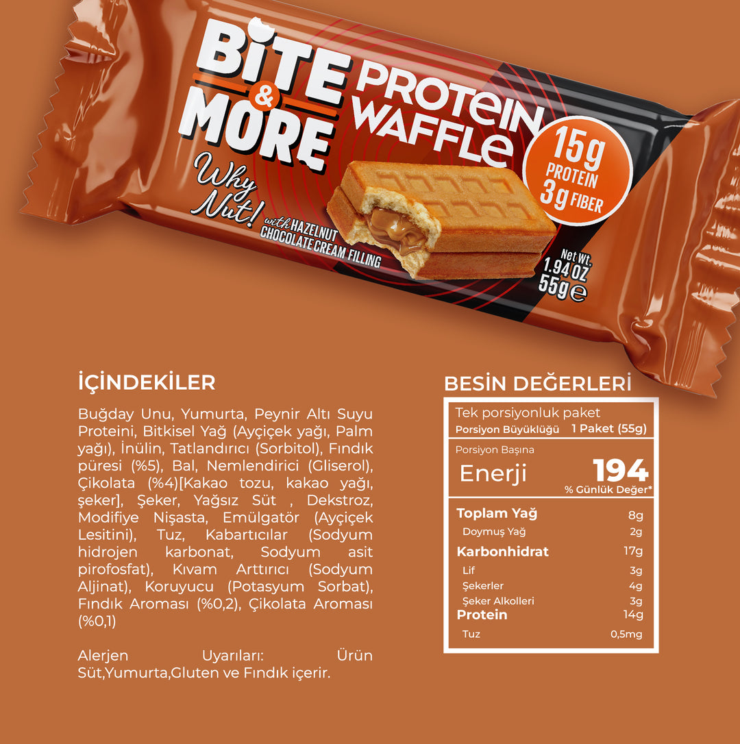 Protein Waffle - Fındıklı (55g x 12 Adet) (B2B)