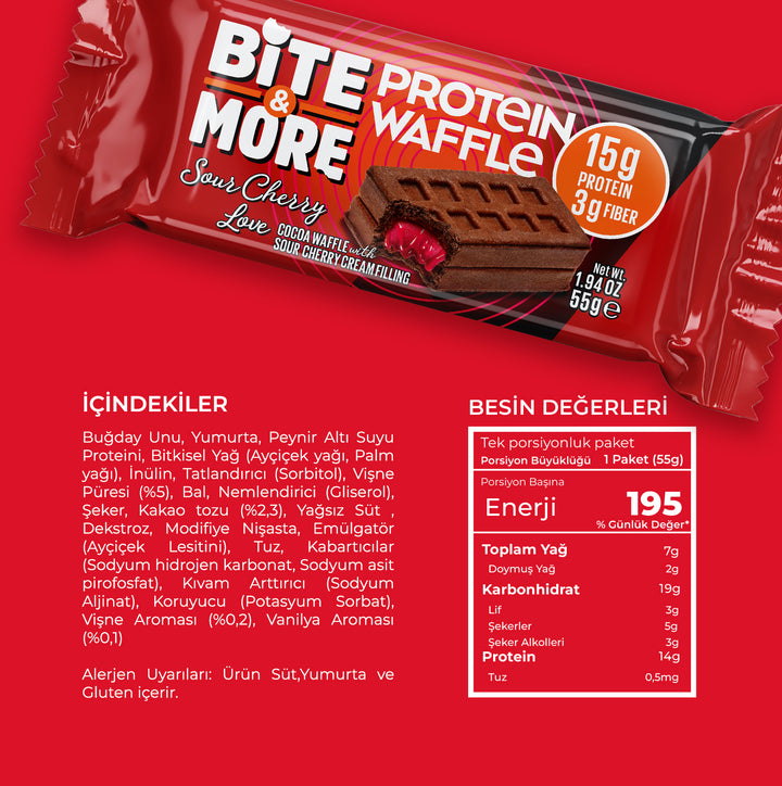 Protein Waffle - Vişneli (55g x 12 Adet) (B2B)